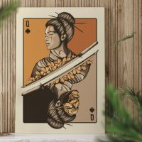 2023●✗☑ Queen of Katanas Swords Tarot Playing Card Poster Japanese Samurai Surrealism Canvas Painting Wall Art Pictures Home Decor