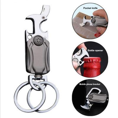Portable Multifunctional Keychain Classic Men Bottle Opener Metal Key Ring Mobile Phone Holder Key Chains Durable Key Accessorie Key Chains
