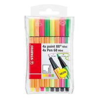 STABILO สตาบิโล Pen 68/ Point 88 Mini in Wallet (NEON Colors) ปากกาสีหมึกน้ำ ปากกาสีหัวสักหลาด ชุด 8 สี