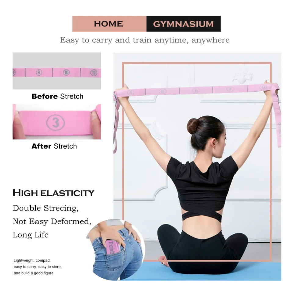 Trainbo Stretch Strap Elastic Yoga Stretching Strap Multi-Loop for Physical  Therapy Pilates Dance Gymnastics Exercise Flexible Pilates Stretch Band