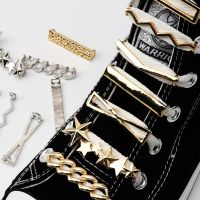 Simple Metal Shoe Charms Fashion Gold silver Sneaker Charms Girl Gift Shoe decoration DIY Shoelaces Buckles shoes accesories