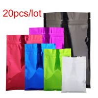 20pcs Heat Seal Aluminum Foil Ziplock Bags Flat Zip Lock Package Bag Retail Plastic Foil Zip Bags Reclosable 6 size 10 color Food Storage Dispensers