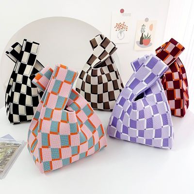 Trendy Lady Reusable Shopping Bags Versatile Fashion Handmade Knitted Handbag