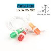 10PCS 10mm Signal Lamp Power Indicator Panel Mounting With Wire 80V 220V 12V 24VAC Red Green Yellow Lights