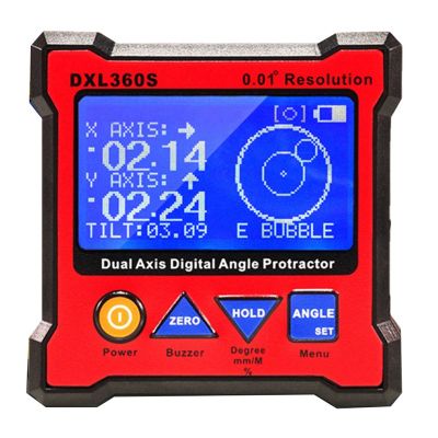 DXL360S Dual Axis Angle Protractor Dumpy Level Dual-Axis Level Gauge Diagnostic Tool with 5 Side Magnetic Base