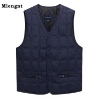 ZZOOI Duck Down Men Vest Winter Sleeveless Jacket Windbreaker Parkas Warm Thick Vest Mens Casual Outerwear Snow Waistcoat with Pockets