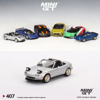 MINI GT 1:64รุ่นรถ Miata MX-5 (NA) Tuned รุ่นโลหะผสมหล่อ-โลหะเงิน #407 LHD