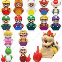 Super Mario Building Blocks Classic Cartoon Anime Toys Luigi Princess Peach Model Bricks Mini Action Figures Kids Assemble Gifts