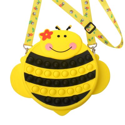 Bee Pop Purse Bag Fidget Toys Pop Shoulder Bag Sensory Silicone Backpack Push Bubble Sensory Game Happy Bee Day Gift For Kids