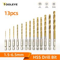 【LZ】☍❧  Hexagon Shank Drill Bit Set Brocas HSS Twist Chapeamento De Titânio Ferramentas De Carpintaria 1/4  Hex Shank Brocas De Metal 1.5-6.5mm 13Pcs