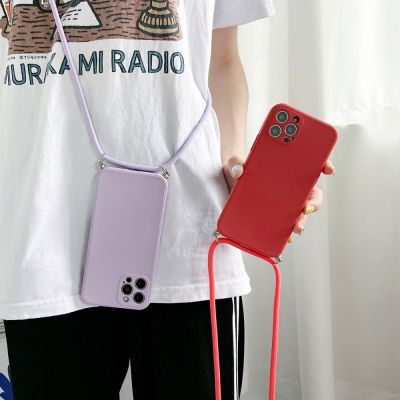 「Enjoy electronic」 Crossbody Cord Phone Case For OPPO Find X3 Lite Reno 5 6 7 Pro 4Z Realme 8 8i 9 A54 Necklace Strap Lanyard Liquid Silicone Cover