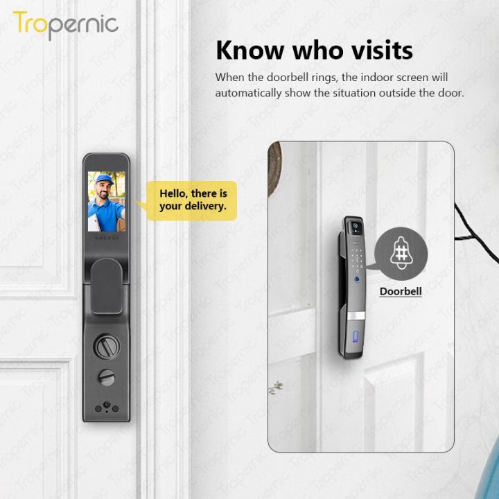 tropernic-เครื่องสแกนตาล็อคประตูกับอัตโนมัติ-กลางแจ้งกันน้ำล็อค-wifi-อัจฉริยะด้วยระบบสแกนลายนิ้วมือใบหน้า