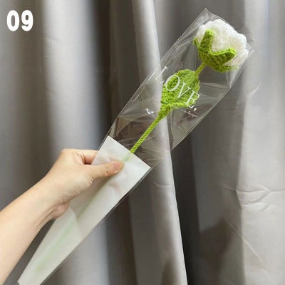 Yurongfx ดอกทิวลิปของตกแต่งงานแต่งงานถักมือดอกไม้ถัก1ชิ้นช่อดอกไม้ช่อดอกไม้เทียมงานถักไหมพรมประดับโต๊ะในบ้าน