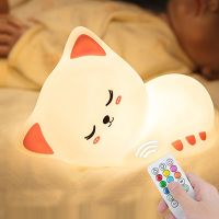 ▲◘✸ Soft Silicone LED Night Light USB Rechargeable Cute Cat Night Lamp For Children Baby Kids Cartoon Warm Light Decorative Light