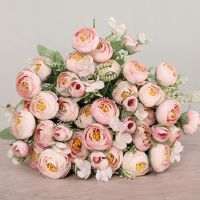 hot【cw】 1 Branch and 5 Forks European Artificial Silk Flowers  Fake Bud Bouquet for Wedding Garden Decora