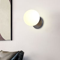 Nordic Minimalist Led Light E27 Bedroom Bedside Wall Sconce Home Corridor Staircase Aisle Lighting Creative Round Glass Lamps