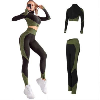 卐☾ 2020 New Womens Tracksuit Sportswear Gym Clothing Costume For Yoga Set Fitness Sexy Backless Bra Long Sleeve Leggings Suit Girl
