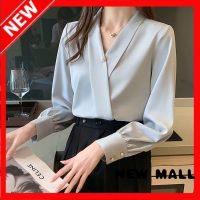 NEW MALL Fashion เสื้อแฟชั่นผู้หญิง เสื้อเบลาส์ เสื้อเชิ้ตชีฟองผู้หญิงที่ทำงานผู้หญิงลำลองหลวมเกาหลีเสื้อเชิ้ตผ้าซาติน 2021 ใหม่122216