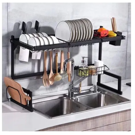 Kitchen Organizer Storage Countertop Plate Drying Rack Space Saver Over ...