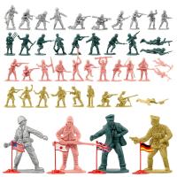 Viikodo mainan Action Figure pria mainan Action Figure hijau vs Tan Soldier WWII Troop US UK bendera militer tempur Jerman hadiah Wargame anak laki-laki