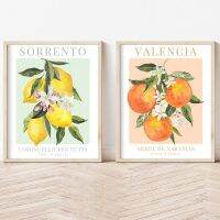 ┇۞◕ ตลาดผลไม้มะนาวส้ม Sorrento Valencia Vintage โปสเตอร์และภาพพิมพ์ผนังศิลปะภาพวาดผ้าใบภาพผนังตกแต่งบ้านห้องครัว