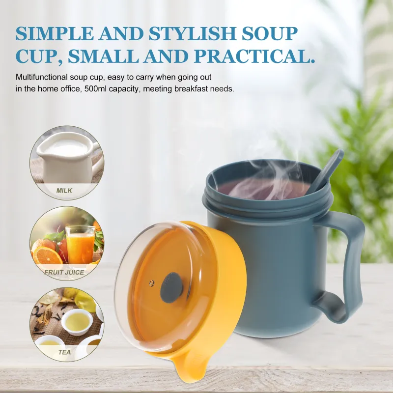 Microwavable Soup Mug with Lid and Scoop Soup to- Go Container