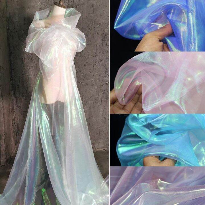 100×150CM Iridescence Gauze Organza Material Inspiration Colorful Dress