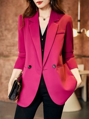 New Arrival Autumn Winter Women Ladies Blazer Pink Black Coffee Female Long Sleeve Solid Casual Jacket Coat