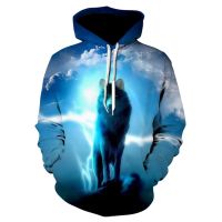 2023 New 3D Printing Mens and Womens Pullover Domineering Cold and Fierce Handsome Wild Wolf Print Casual Style Hoodie