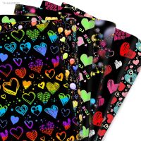 ❈▽۞ Heart Valentines Day 100 Pure/Polyester Cotton/Satin/Stretch Fabric Patchwork Sew Quilt Needlework DIY Cloth 50x145cm/50x45cm