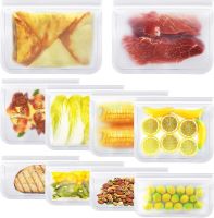 Silicone Food Storage Bags Reusable Stand Up Zip Shut Bag Leakproof Food Containers Fresh Wrap Food Meat Fruit Storage Bags