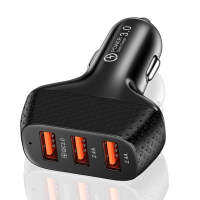 3พอร์ต USB Car Charger 5V 2A Fast Charging อะแดปเตอร์ศัพท์แบบพกพาสำหรับ 13 Pro Xiaomi Samsung รถไฟแช็ก