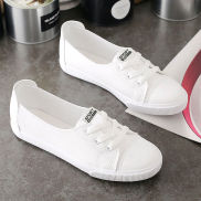 wtMei Women s Low-cut White Shoes Summer New Flat Casual Korean Student