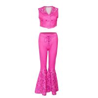 Barbie Cosplay Costume For Women Margot Robbie Barbie Cosplay Pink Clothes Top Pants Suit Halloween Costumes 2023 Movie Uniform