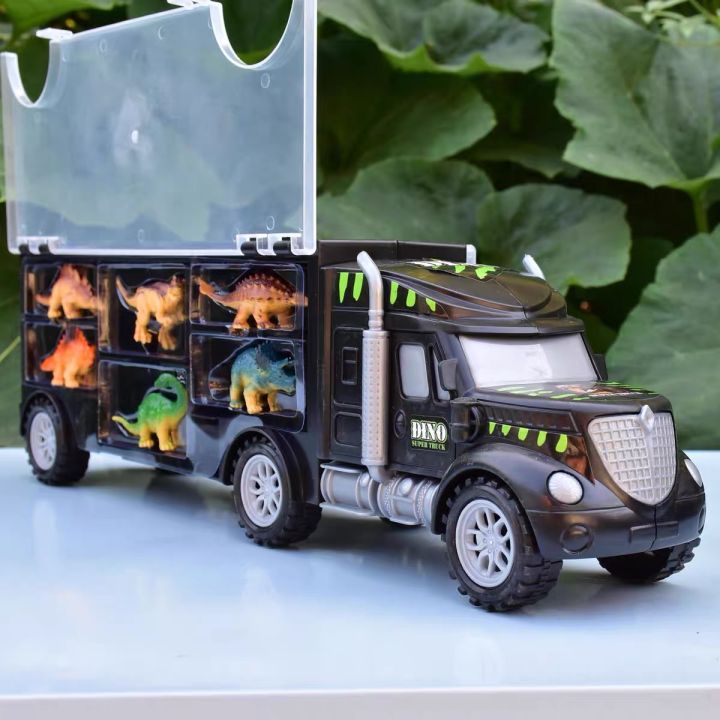 ใหม่-ของเล่นรถพ่วงขนส่ง-ของเล่น-ไดโนเสาร์-6-ตัวพร้อมรถขนส่งกล่องใหญ่-ของเล่นสำหรับของขวัญเด็ก