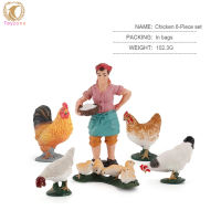 【Ready Stock】6pcs Realistic Chicken Model Ornaments Simulation Feeding Chicks Farmer Action Figures For Decoration