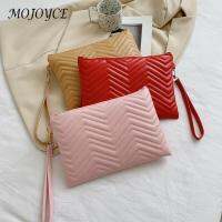 【 Cw】r PU Leather Embroidery Party Clutch Purse Pure Color Zipper Travel Wallets Small Purse For Travel Shopping