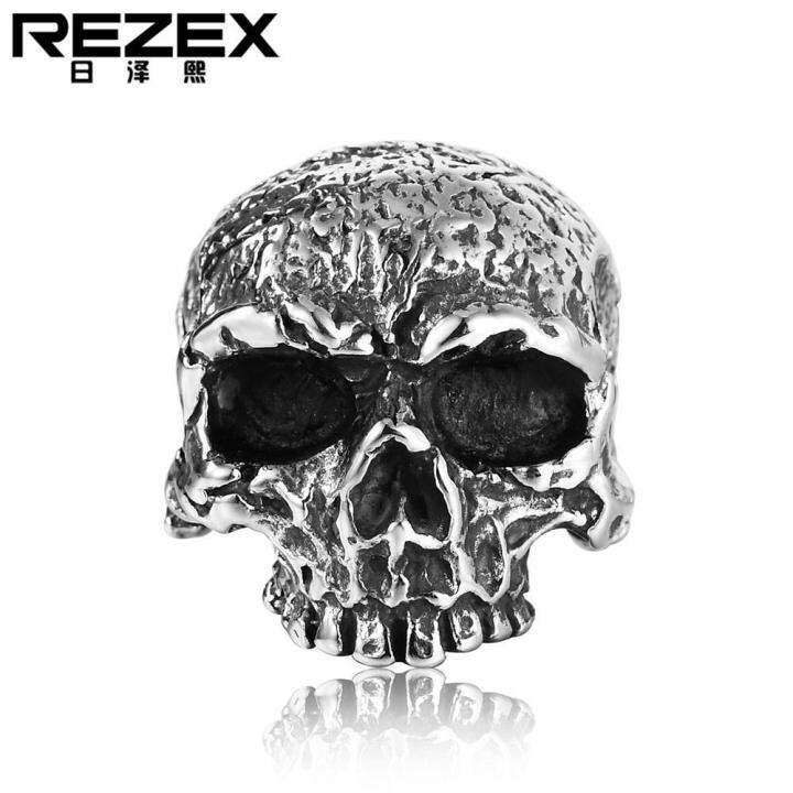 rezex-เครื่องประดับเฉพาะบุคคลแหวนเหล็กไทเทเนียมหัวกะโหลกชีวเคมี