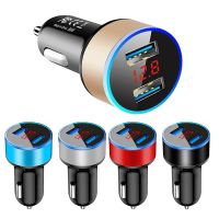 Dual USB Car Charger Adapter Car Cigarette Lighter LED Voltmeter For All Type Mobile Phone Charger Smart Dual USB Fast Charging Wall Chargers