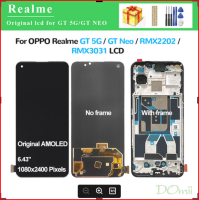 AMOLED ของแท้สำหรับ OPPO Realme GT 5G /Gt Neo RMX2202 RMX3031อะไหล่ชิ้นส่วนจอสัมผัสแอลซีดีของเครื่องแปลงดิจิทัล Pantalla