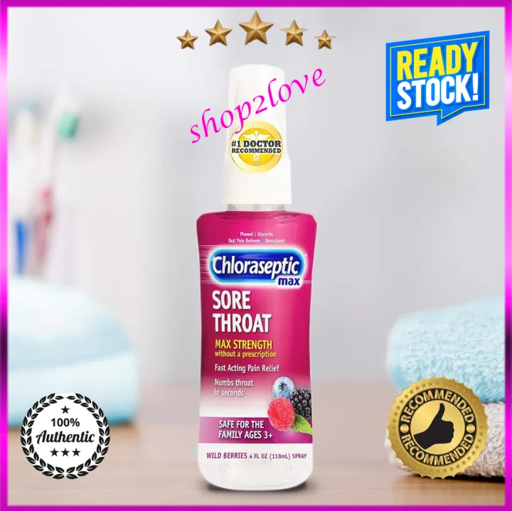 Chloraseptic Max Strength Sore Throat Spray Wild Berries Flavor 118ml