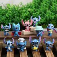 ตุ๊กตาขยับแขนขาได้ตุ๊กตาขยับแขนขาได้อะนิเมะ Lilo &amp; Stitch Angel 10ชิ้น/เซ็ต Q Verison คาวาอี้โมเดลสะสมมินิตุ๊กตา Pvc สำหรับเป็นของขวัญเด็ก