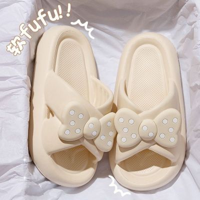 【July】 Stepping on shit feeling EVA slippers female summer 2023 new bathroom bath non-slip cute bowknot soft bottom sandals