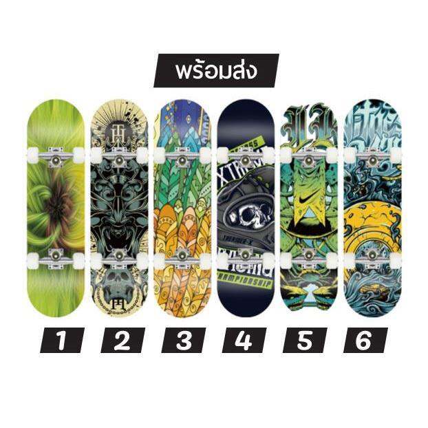 มีของ-พร้อมส่ง-สเก็ตบอร์ด-skateboard-สำหรับเด็ก-ผู้ใหญ่-แข็งแรง-ทนทาน-แถมฟรี-ประแจหมุนล้อ-และสติกเกอร์