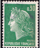 แสตมป์ฝรั่งเศส 1969 french stamp France 0.40F Franc postage Marianne / Cheffer timbre Republique Francaise postes