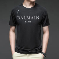 Original Balmain∮ Paris Men S Crew Neck UndershirtsT-Shirts Slim Fit Quick Dry Moisture Wicking Performance เสื้อยืดแขนสั้น