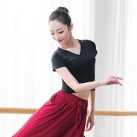 ▫ Dancers Song Modern Dance Clothing Female Adult Yoga Latin Dance Top Loose Short-Sleeved Navel Exercise ClothesTH