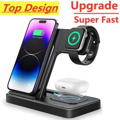 15W 3 in 1 Wireless Charger Foldable Chargers Stand Pad For iPhone 14 13 12 11 Airpod Apple Watch Fast Charging Docking Station