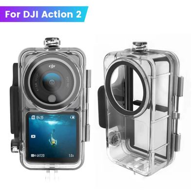 ซองกันน้ำ45เมตรสำหรับ DJI Action 2เคสดำน้ำสำหรับ DJI Osmo Action 2ชุดหน้าจอคู่อุปกรณ์กล้องเพื่อการกีฬา