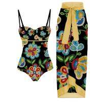 2pcs/SET Female Retro Swimsuit One Piece with Skirt Holiday Beachwear Designer Bathing Suit Summer Surf Wear Holiday Beach Hot Spring Swimsuit French Vintage Bikini